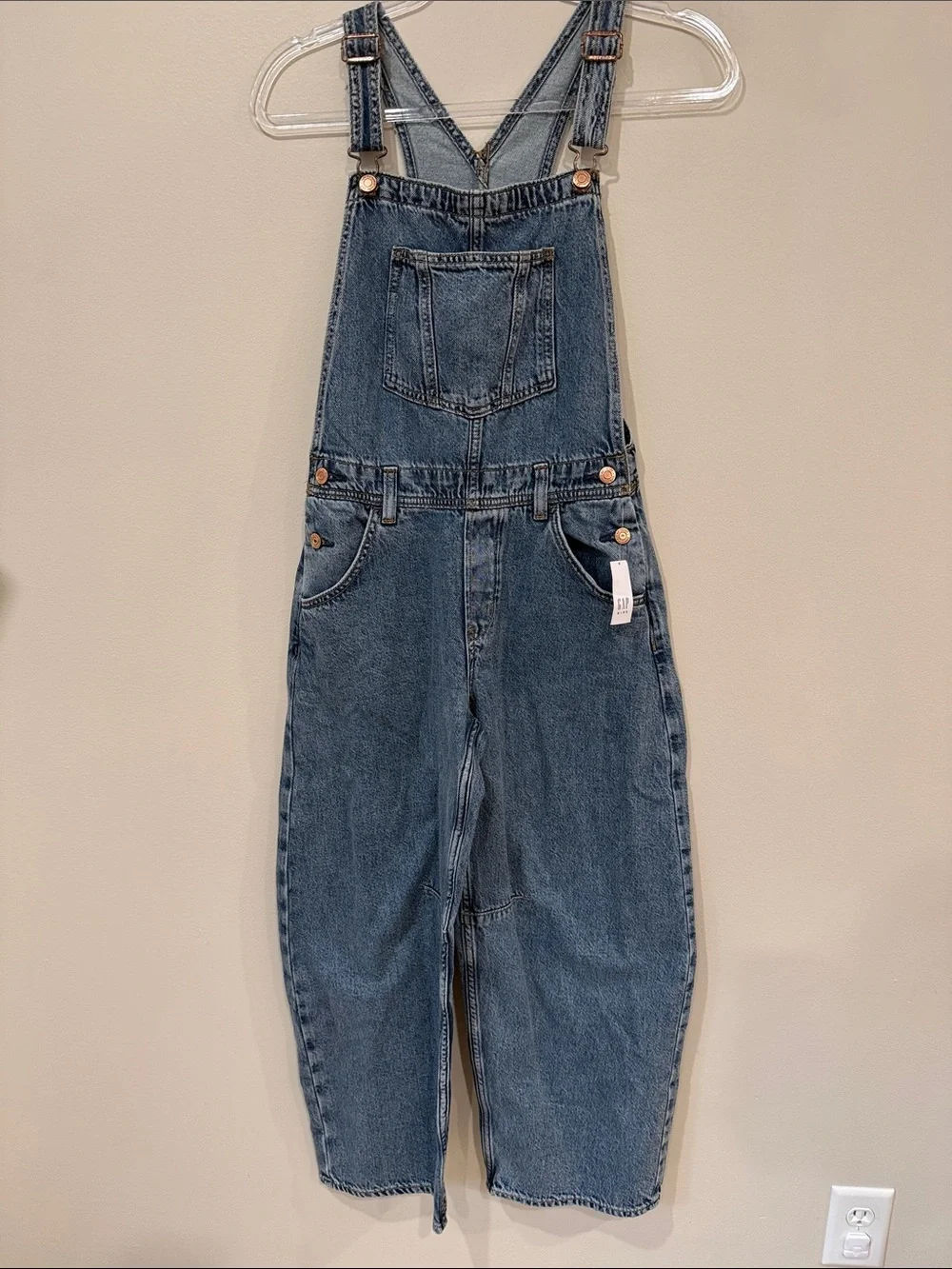 GAP Kids Horseshoe Barrel blue denim overalls NWT